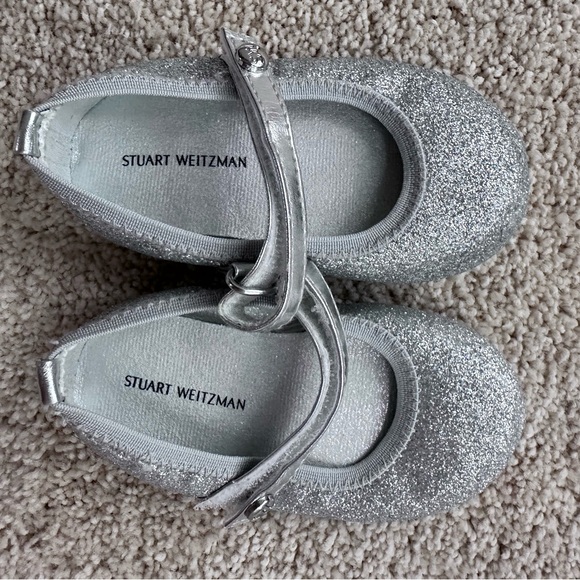 Stuart Weitzman Kids Silver Sparkle Dress Shoes - Picture 1 of 2